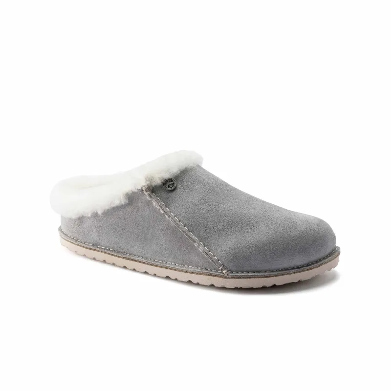 Birkenstock Zermatt Premium Suede Leather Concrete Grey Slippers made by Birkenstock