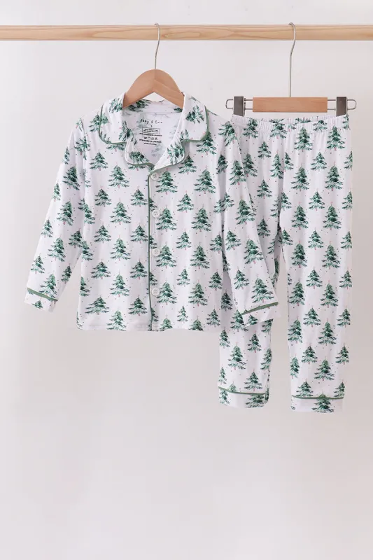 Green christmas tree bamboo mom&me pajama set made by Zulily