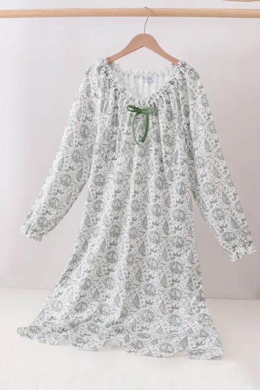 Green christmas tree print mom pajama made by Zulily