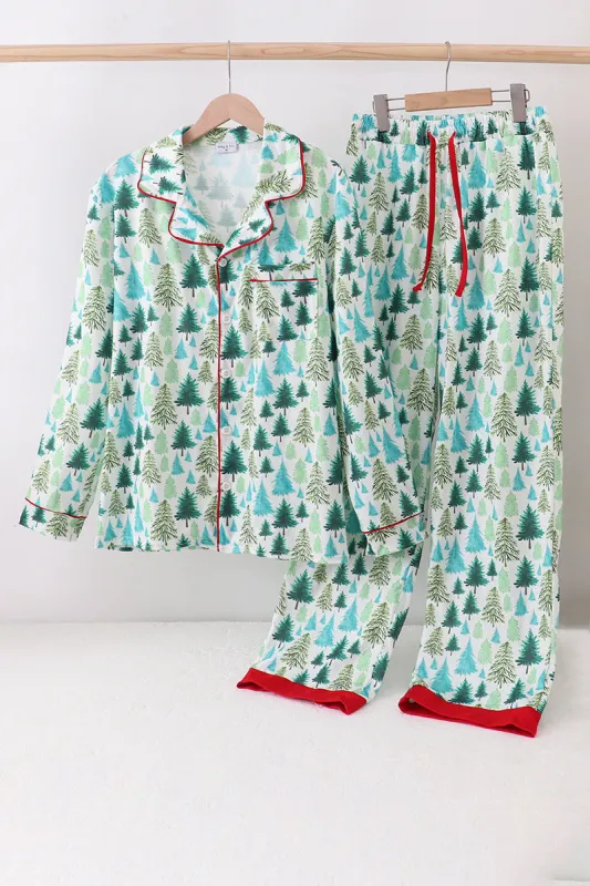 Green christmas tree print dad pajamas pants set made by Zulily