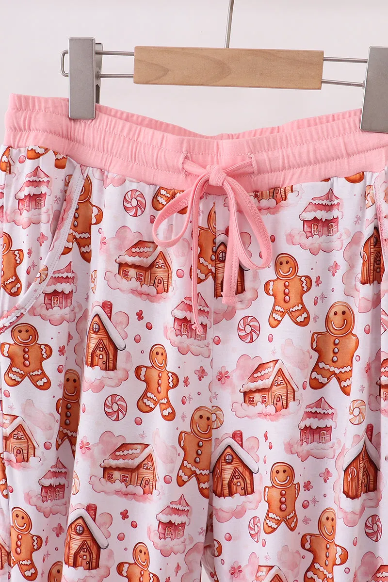 Pink gingerbread house bamboo mom pajmas pants sold by Zulily product image thumbnail 2