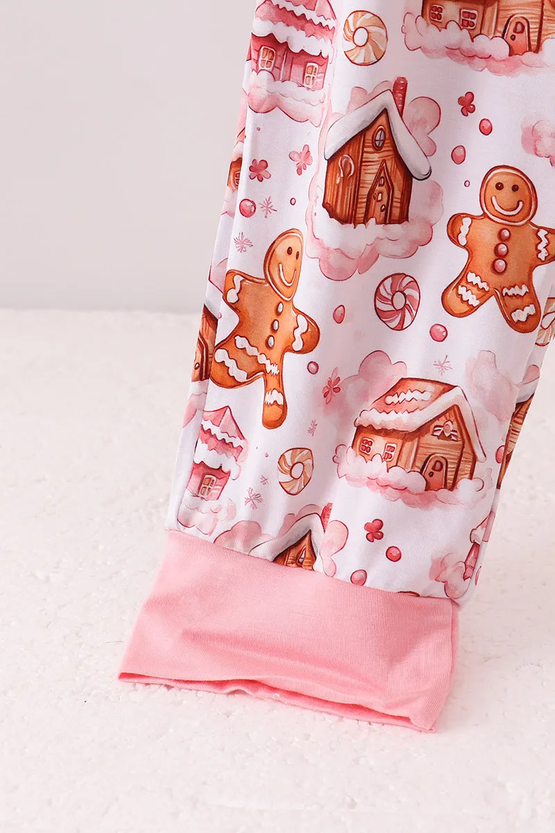 Pink gingerbread house bamboo mom pajmas pants sold by Zulily product image thumbnail 4