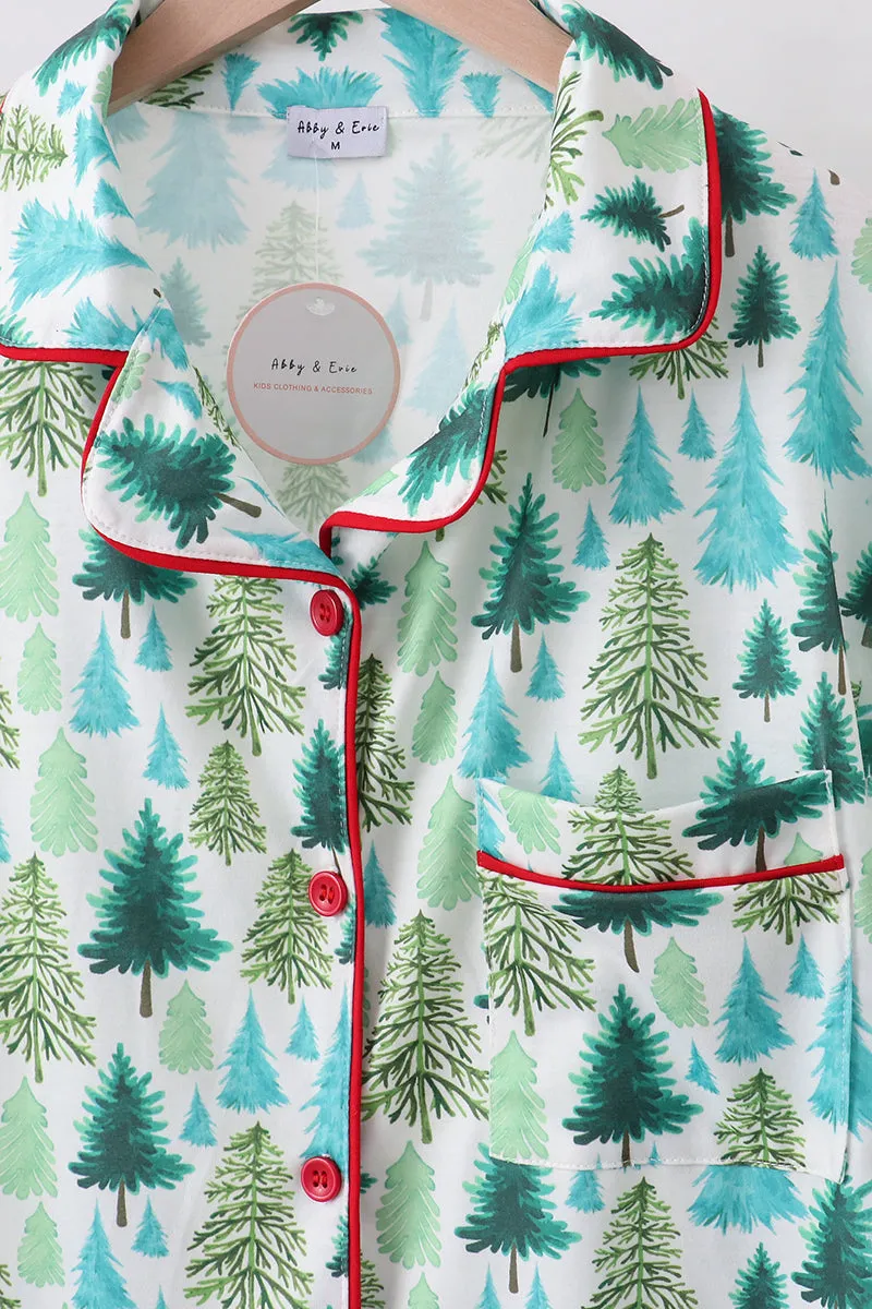 Green christmas tree print mom pajamas pants set sold by Zulily product image thumbnail 2