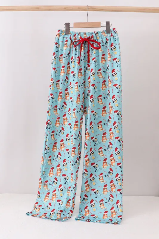 Blue christmas character print mom pajamas pants made by Zulily