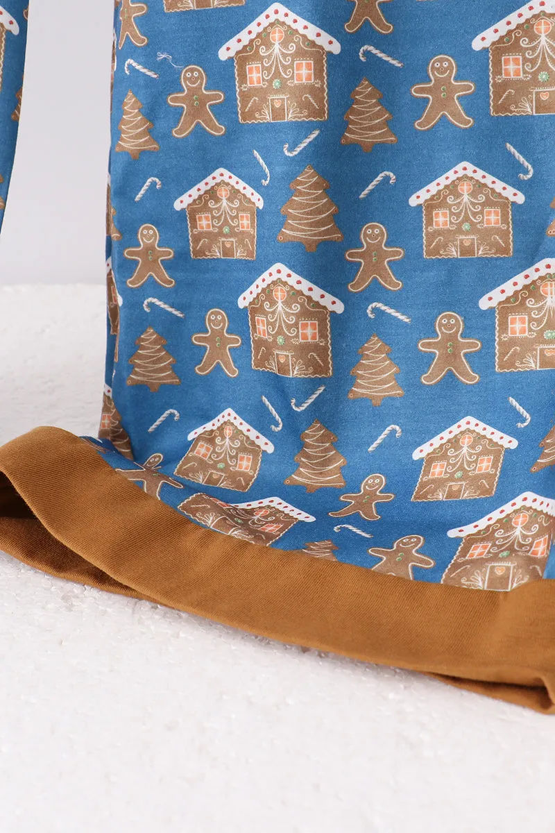 Navy gingerbread print dad pajamas pants sold by Zulily product image thumbnail 4