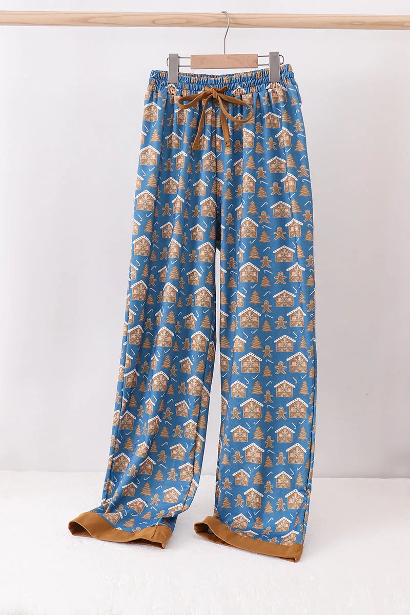 Navy gingerbread print dad pajamas pants sold by Zulily