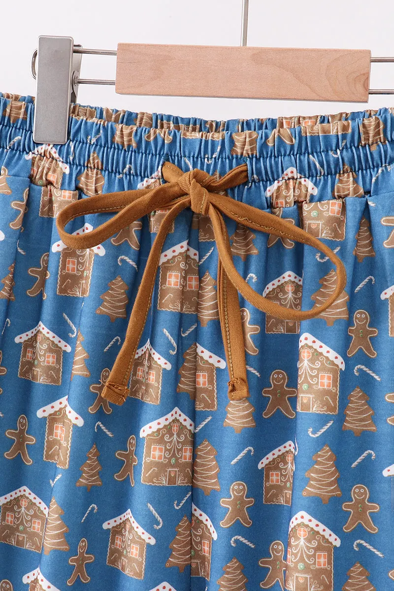 Navy gingerbread print dad pajamas pants sold by Zulily product image thumbnail 2