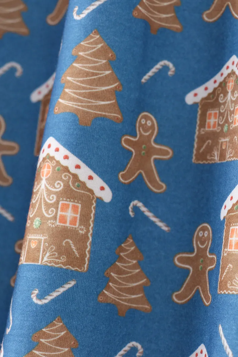 Navy gingerbread print dad pajamas pants sold by Zulily product image thumbnail 3