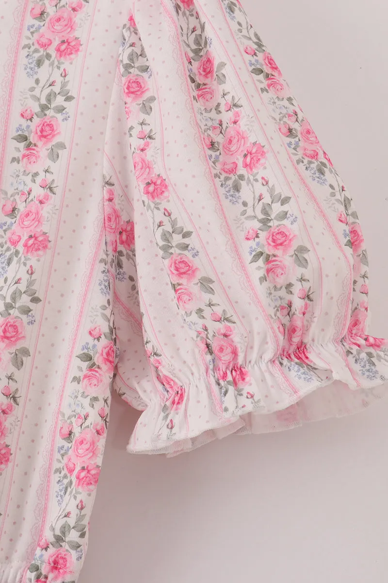 Pink floral print tiered mom dress sold by Zulily product image thumbnail 3