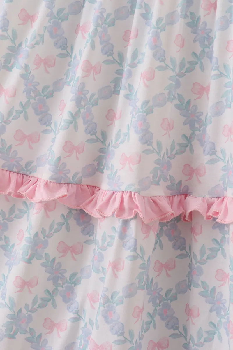 Pink bow print ruffle mom dress sold by Zulily product image thumbnail 3