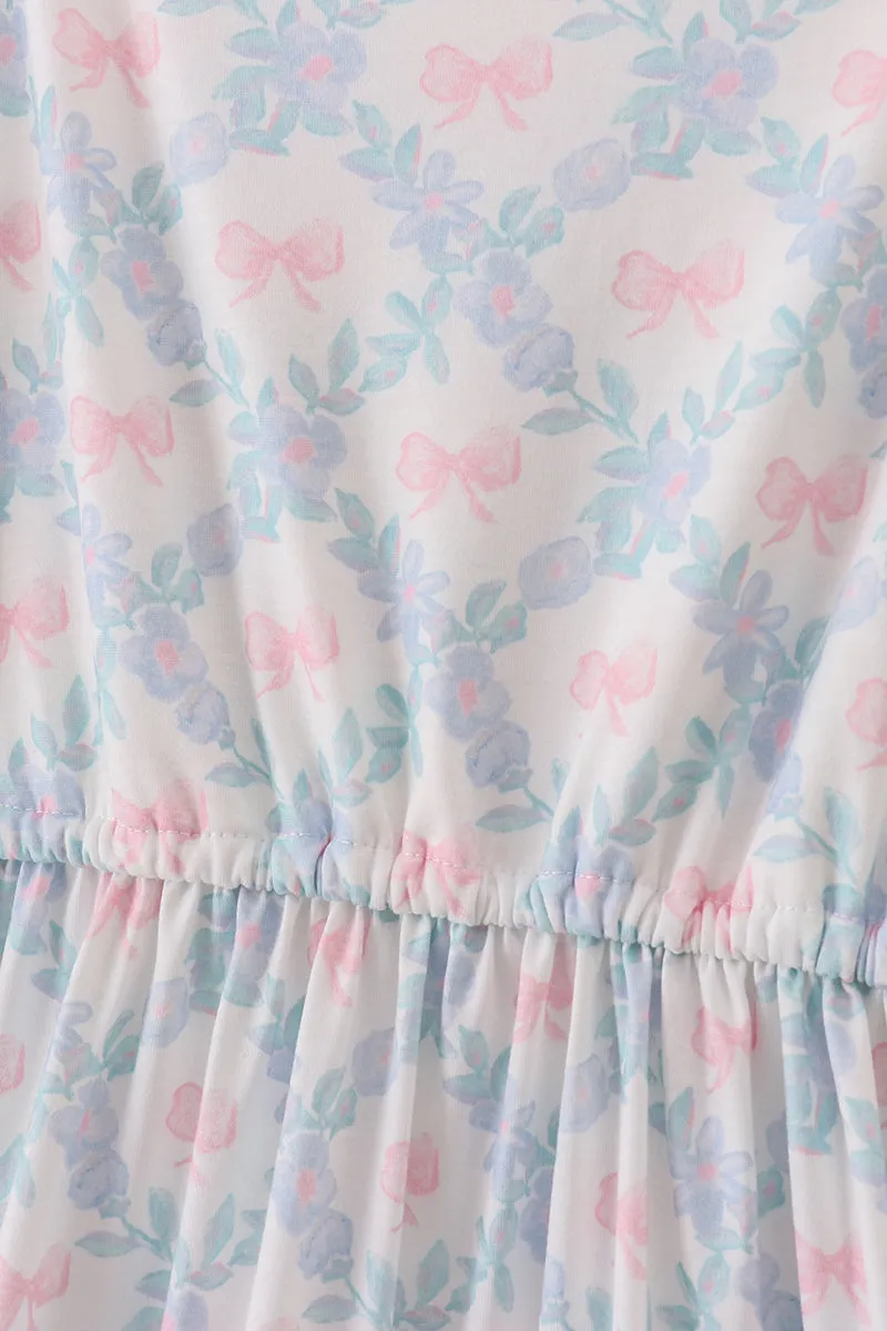 Pink bow print ruffle mom dress sold by Zulily product image thumbnail 2