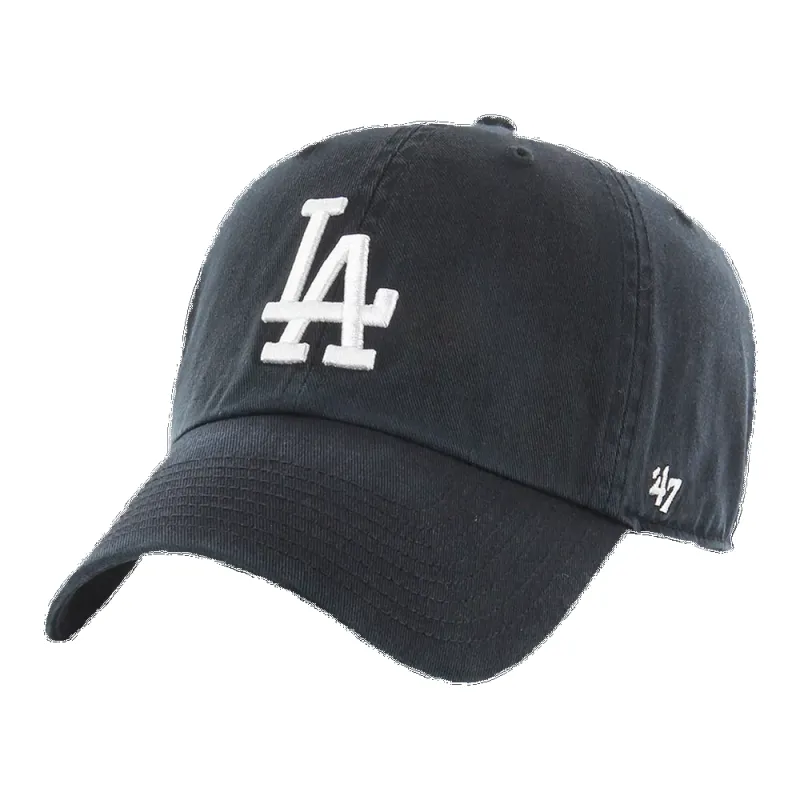 47 Brand Clean Up Los Angeles Dodgers Strapback Hat — Black Adjustable Cap made by 47