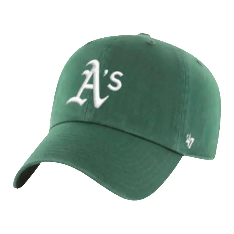 47 Brand Clean Up Athletics Arched Logo Strapback Hat — Dark Green Adjustable Cap made by 47