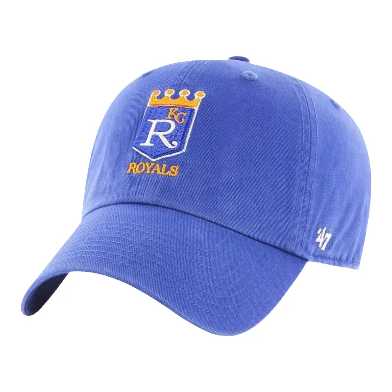 47 Brand Clean Up Kansas City Royals Cooperstown Strapback Hat — Royal Blue Adjustable Cap made by 47