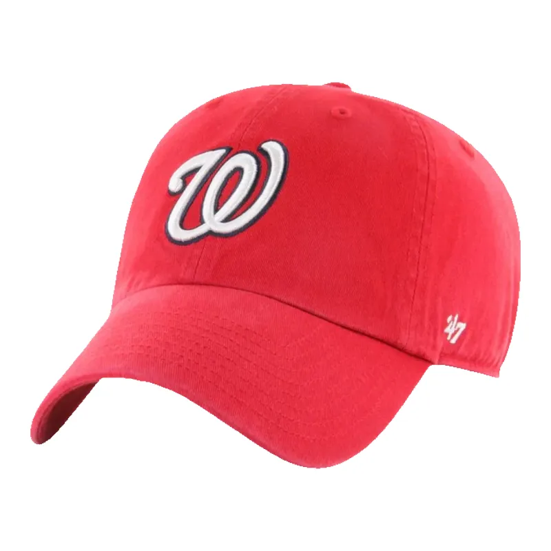 47 Brand Clean Up Washington Nationals Strapback Hat — Red Adjustable Cap made by 47