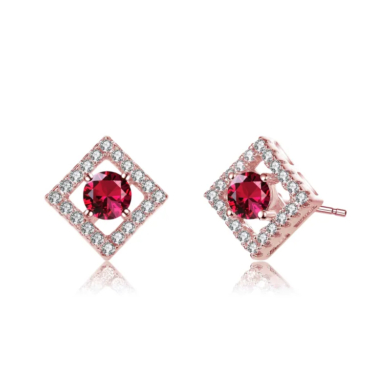 Stylish Halo Stud Earrings with Colored Cubic Zirconia made by Zulily