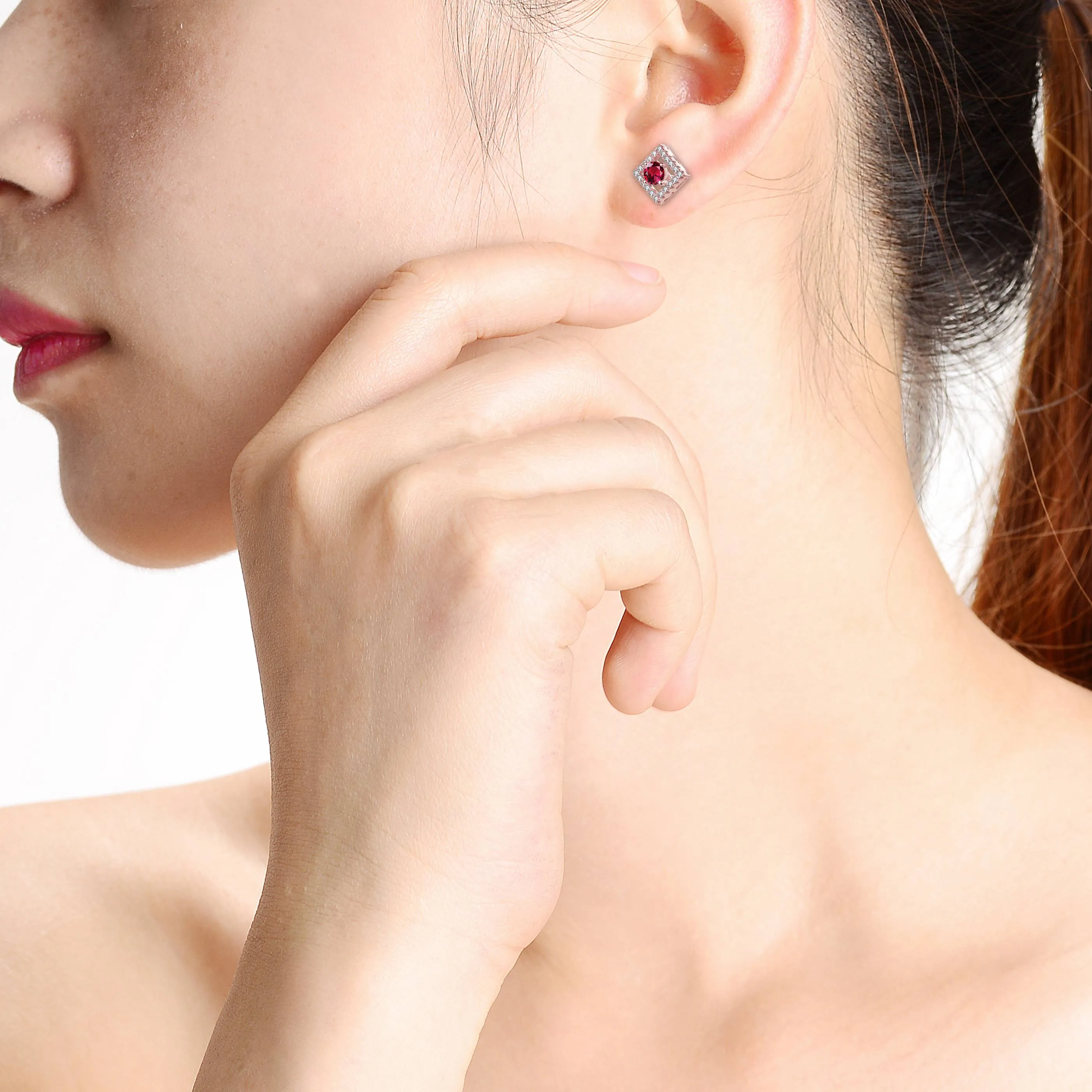 Stylish Halo Stud Earrings with Colored Cubic Zirconia sold by Zulily product image thumbnail 2