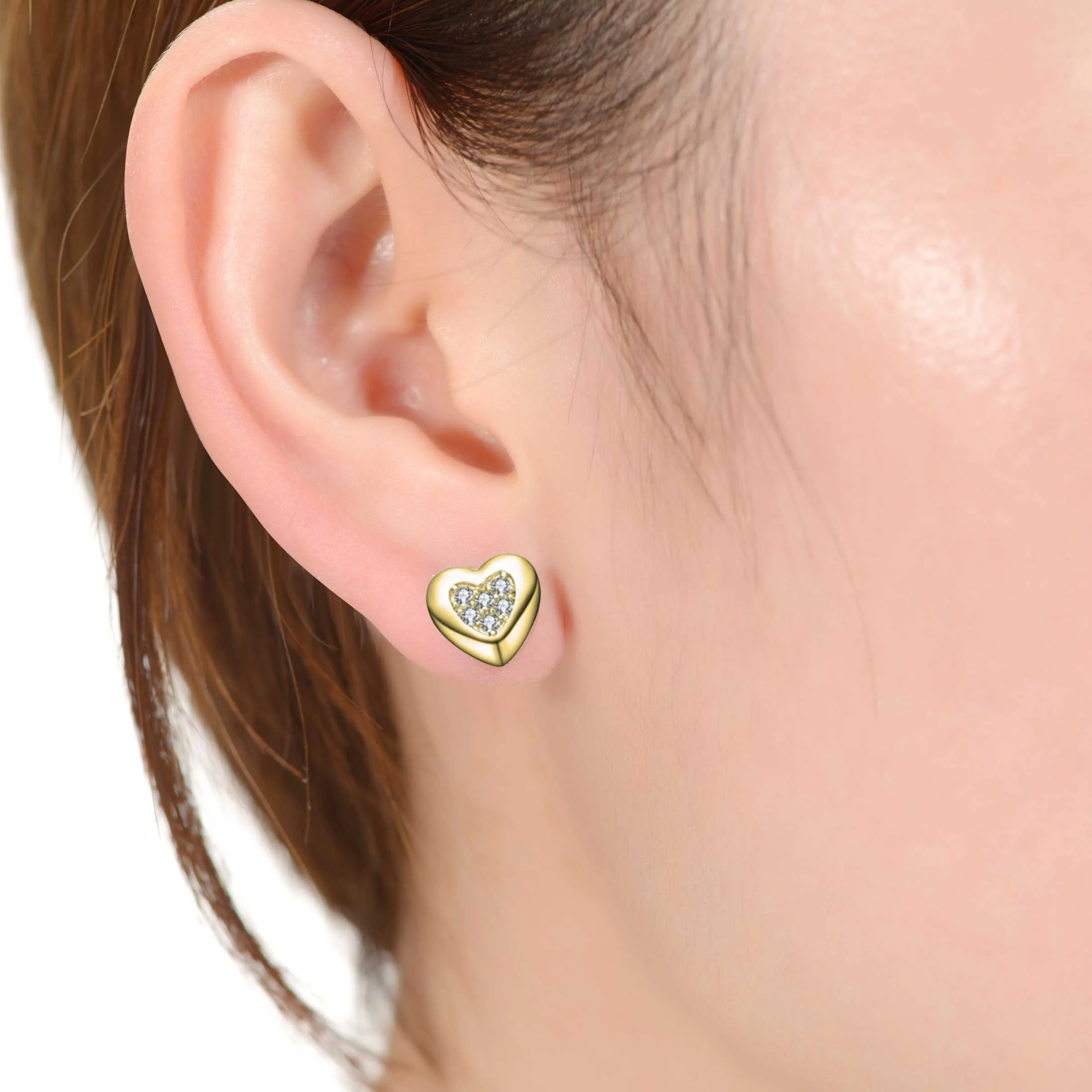 Lovely Heart Stud Earrings with Clear Cubic Zirconia sold by Zulily product image thumbnail 3