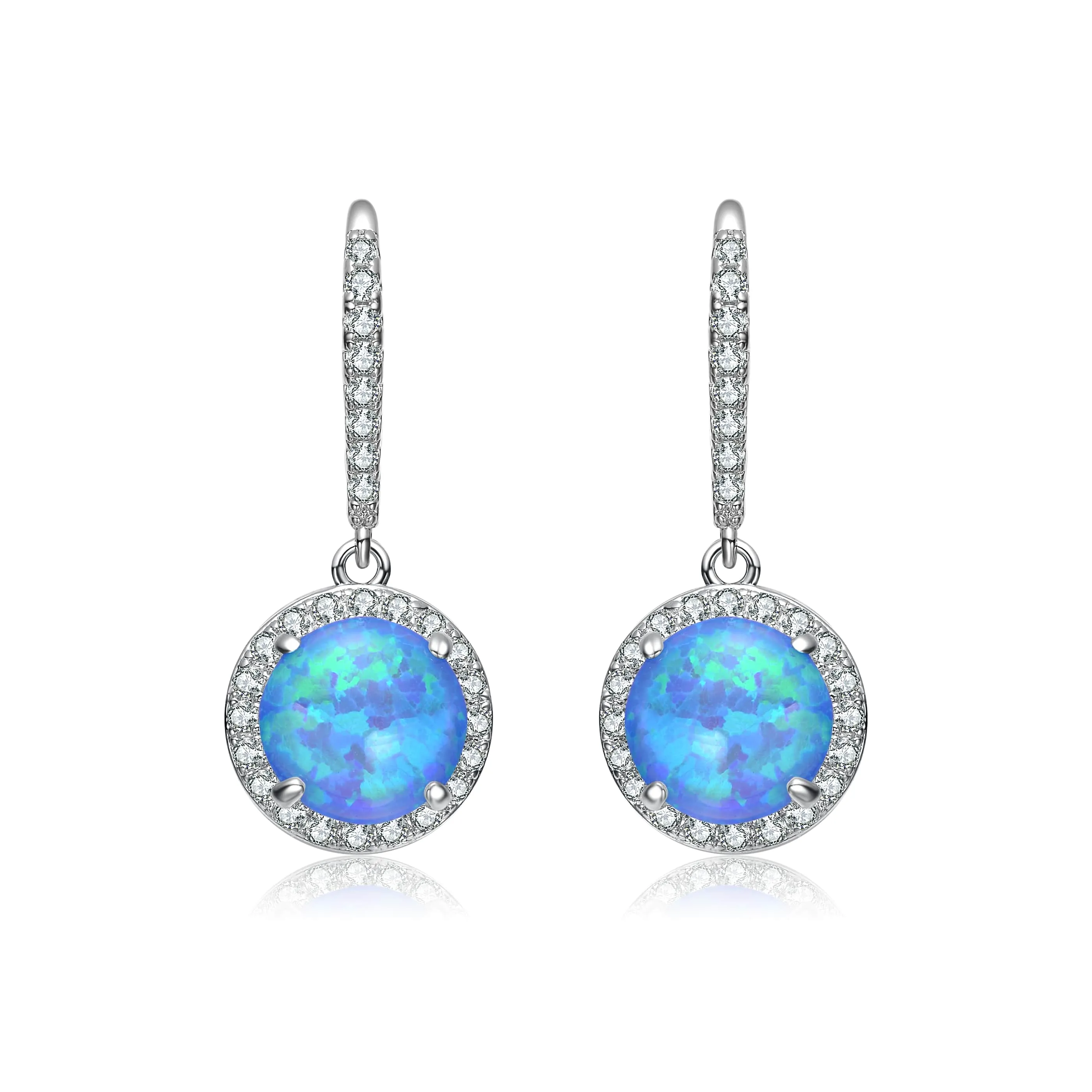 White Gold Plating with Clear Cubic Zirconia Halo Drop Hook Earrings sold by Zulily product image thumbnail 2