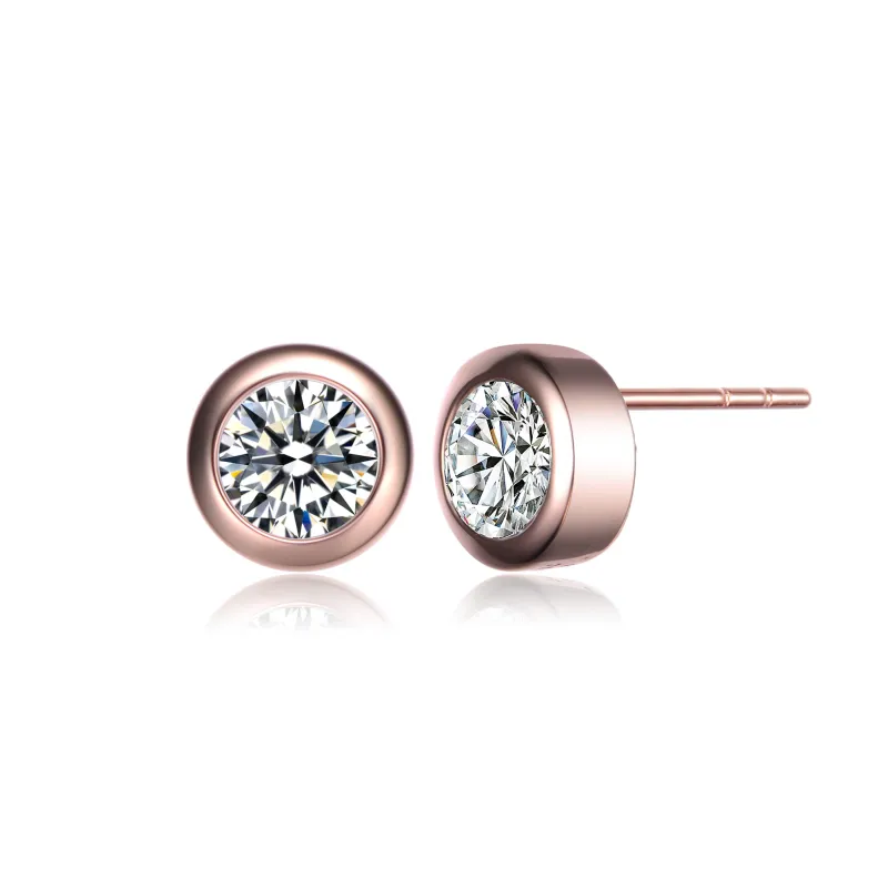 Modern Bezel Set Round Cubic Zirconia Stud Earrings made by Zulily