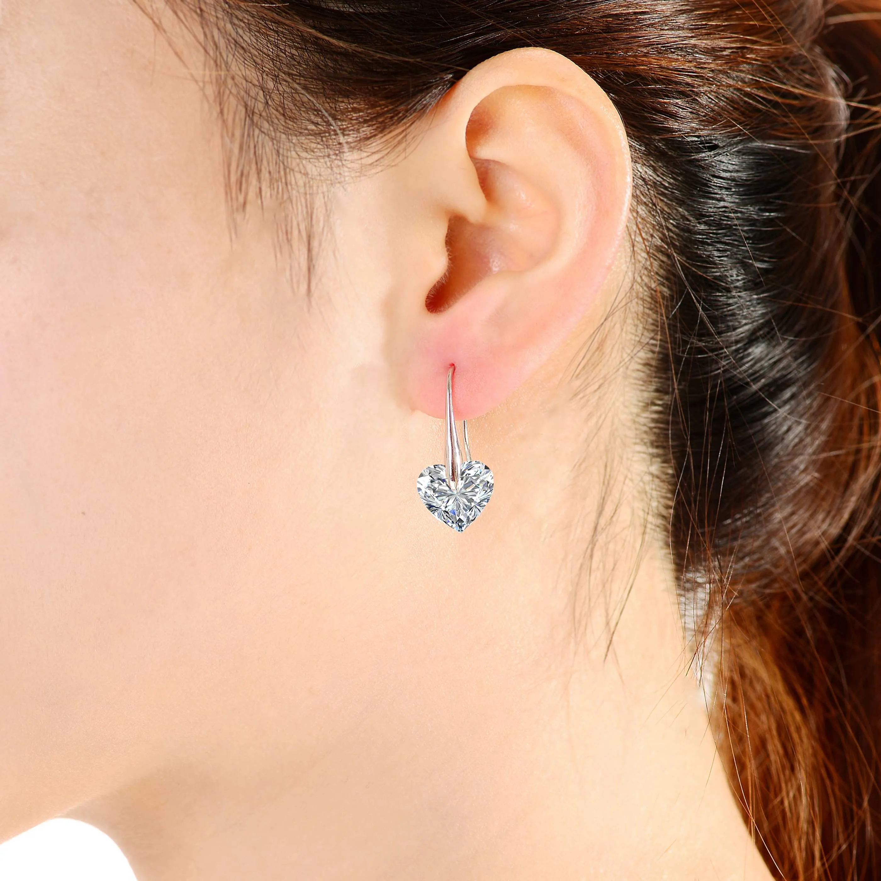 Sterling Silver with Colored Heart Shaped Cubic Zirconia Hook Earrings sold by Zulily product image thumbnail 3