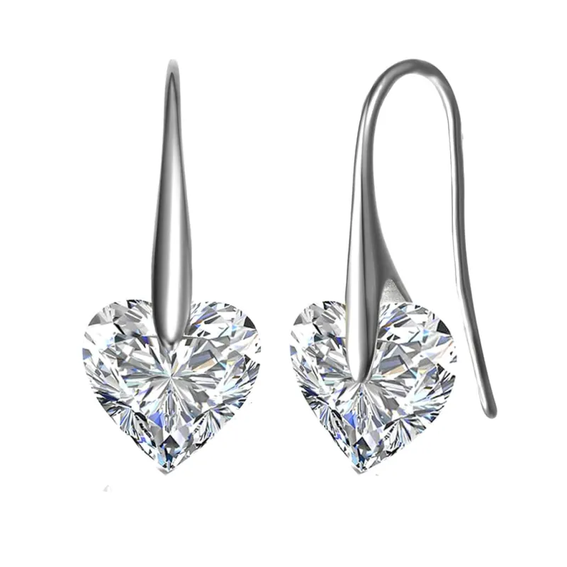 Sterling Silver with Colored Heart Shaped Cubic Zirconia Hook Earrings made by Zulily