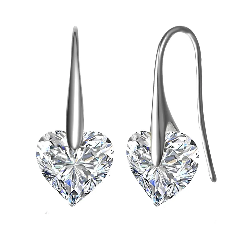 Sterling Silver with Colored Heart Shaped Cubic Zirconia Hook Earrings sold by Zulily