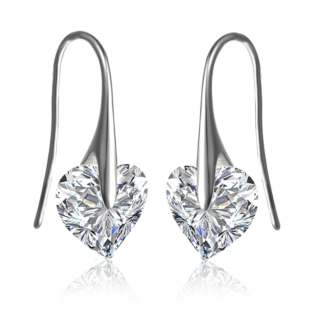 Sterling Silver with Colored Heart Shaped Cubic Zirconia Hook Earrings sold by Zulily product image thumbnail 2