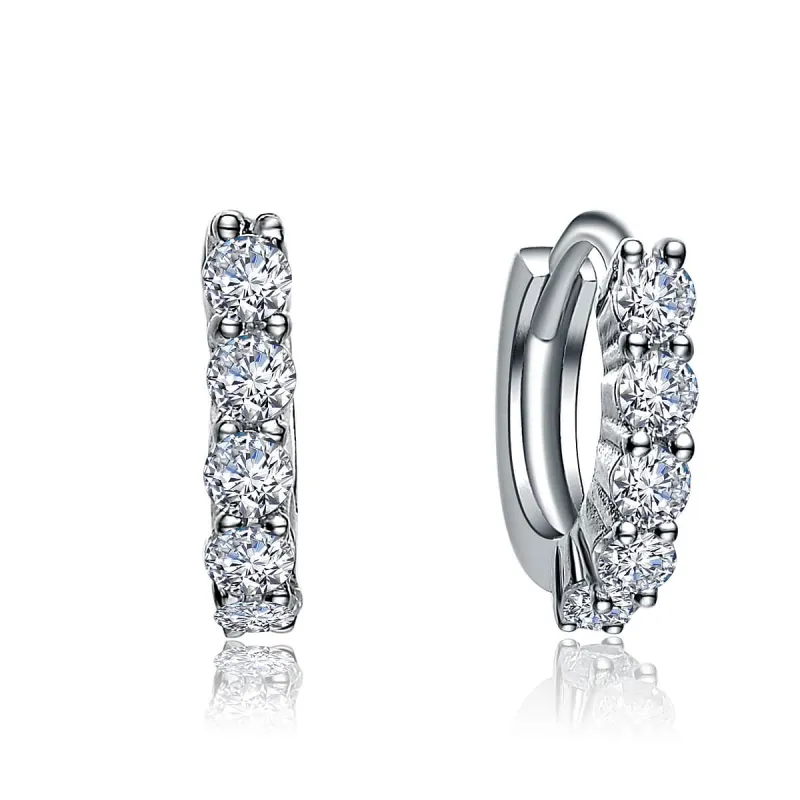 Elegant White Gold Plated Cubic Zirconia Huggie Hoop Earrings made by Zulily