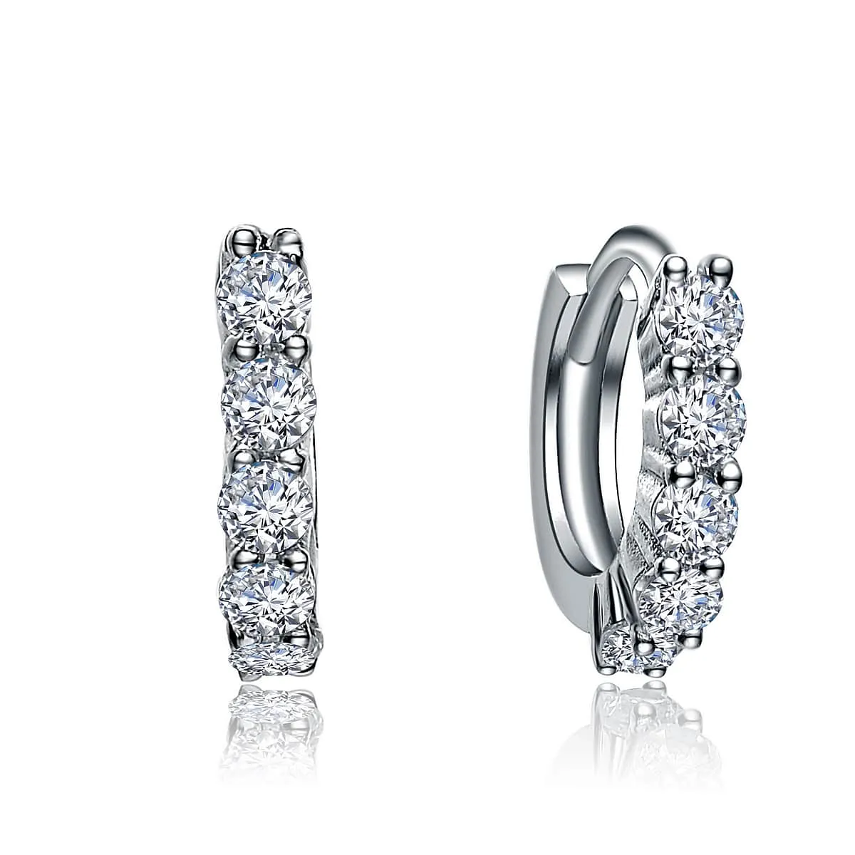 Elegant White Gold Plated Cubic Zirconia Huggie Hoop Earrings sold by Zulily