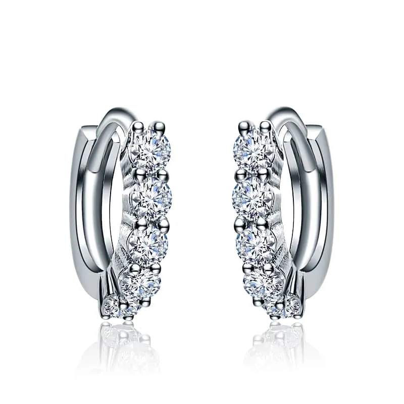 Elegant White Gold Plated Cubic Zirconia Huggie Hoop Earrings sold by Zulily product image thumbnail 2