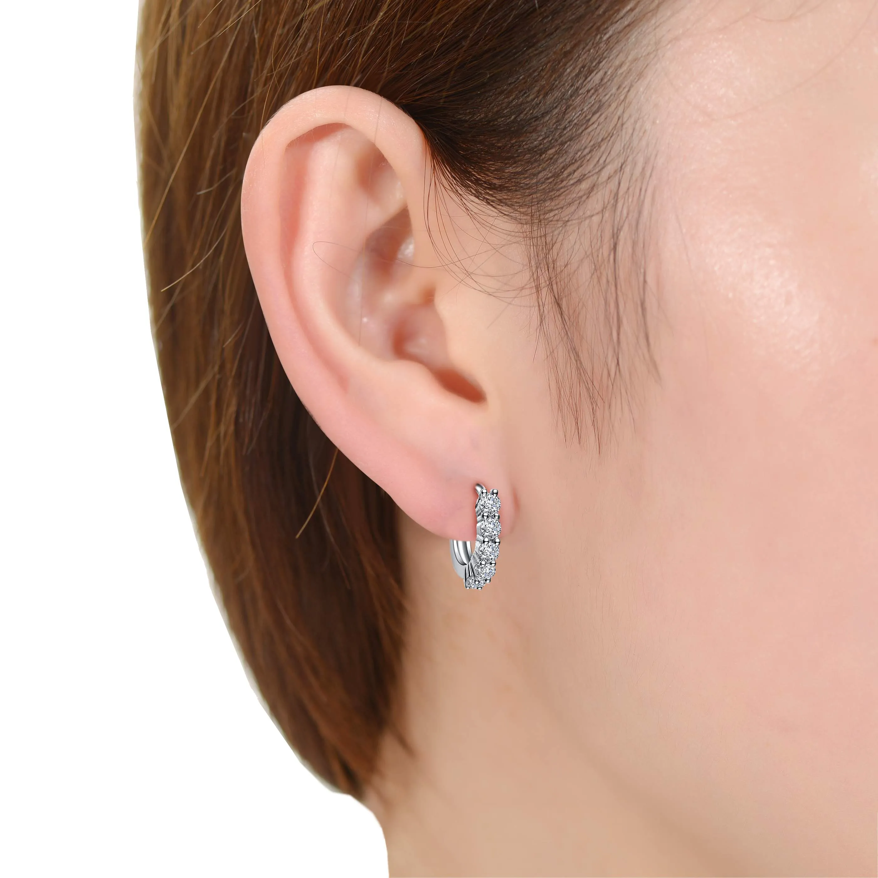 Elegant White Gold Plated Cubic Zirconia Huggie Hoop Earrings sold by Zulily product image thumbnail 3