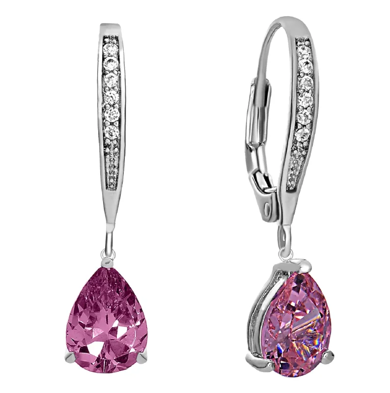 Sterling Silver Cubic Zirconia Pear-shape Dangling Earrings made by Zulily