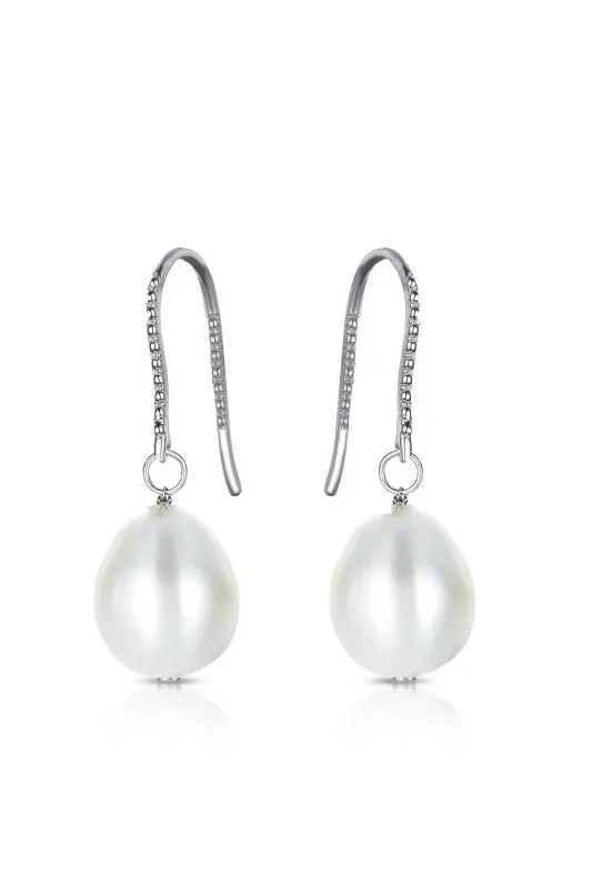 Sterling Silver White Gold Plated with Colored Pearl Drop Earrings made by Zulily