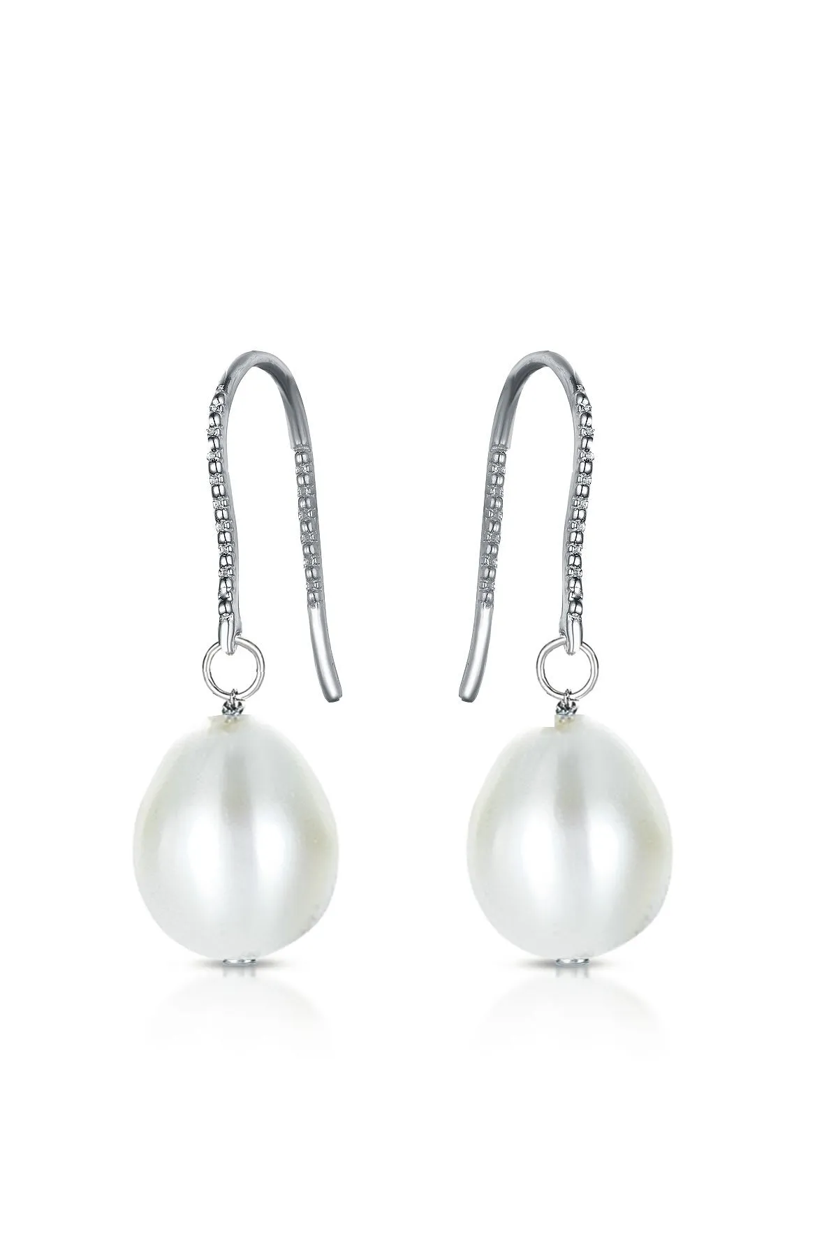 Sterling Silver White Gold Plated with Colored Pearl Drop Earrings sold by Zulily