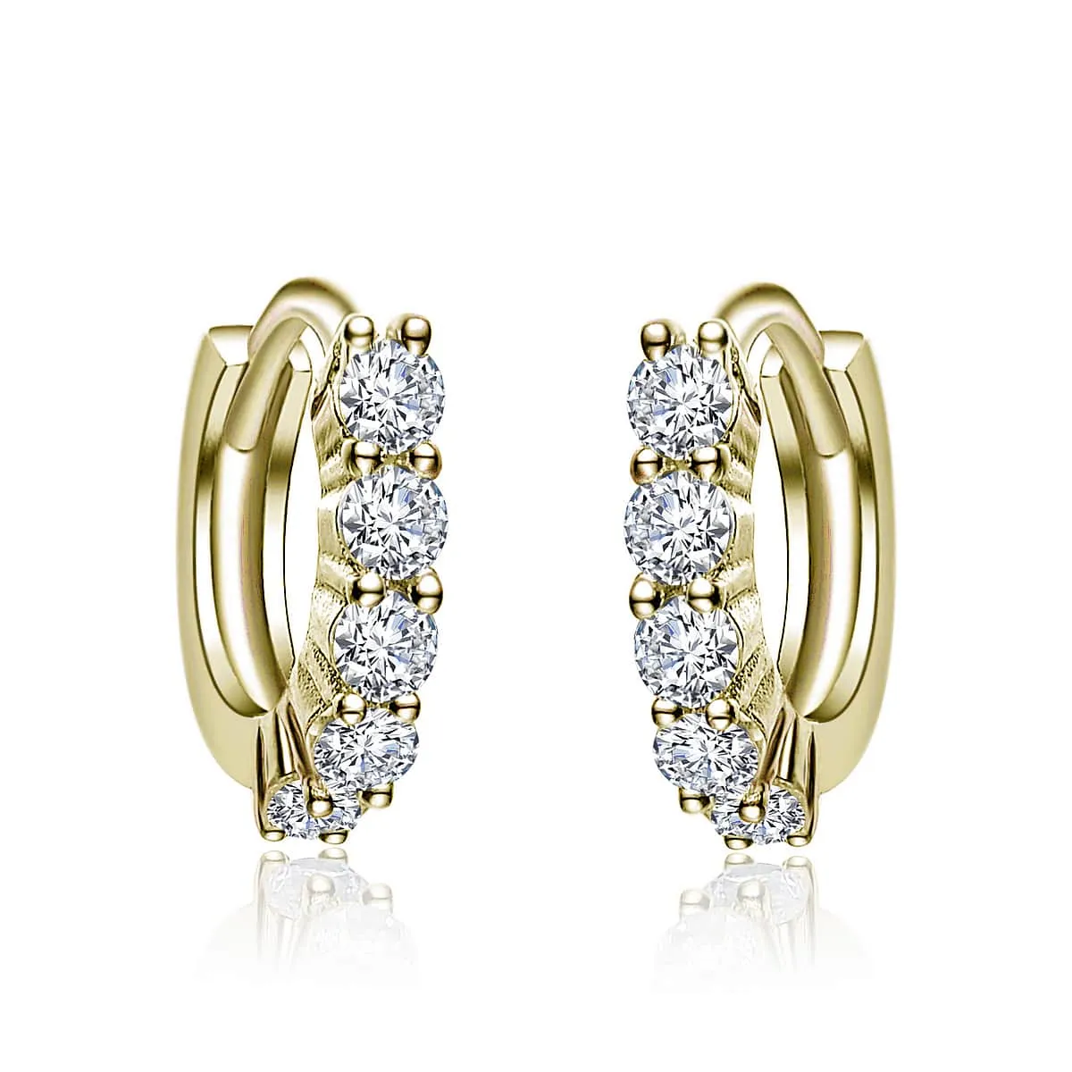 14K Gold Plated Cubic Zirconia Hoop Earrings sold by Zulily product image thumbnail 3