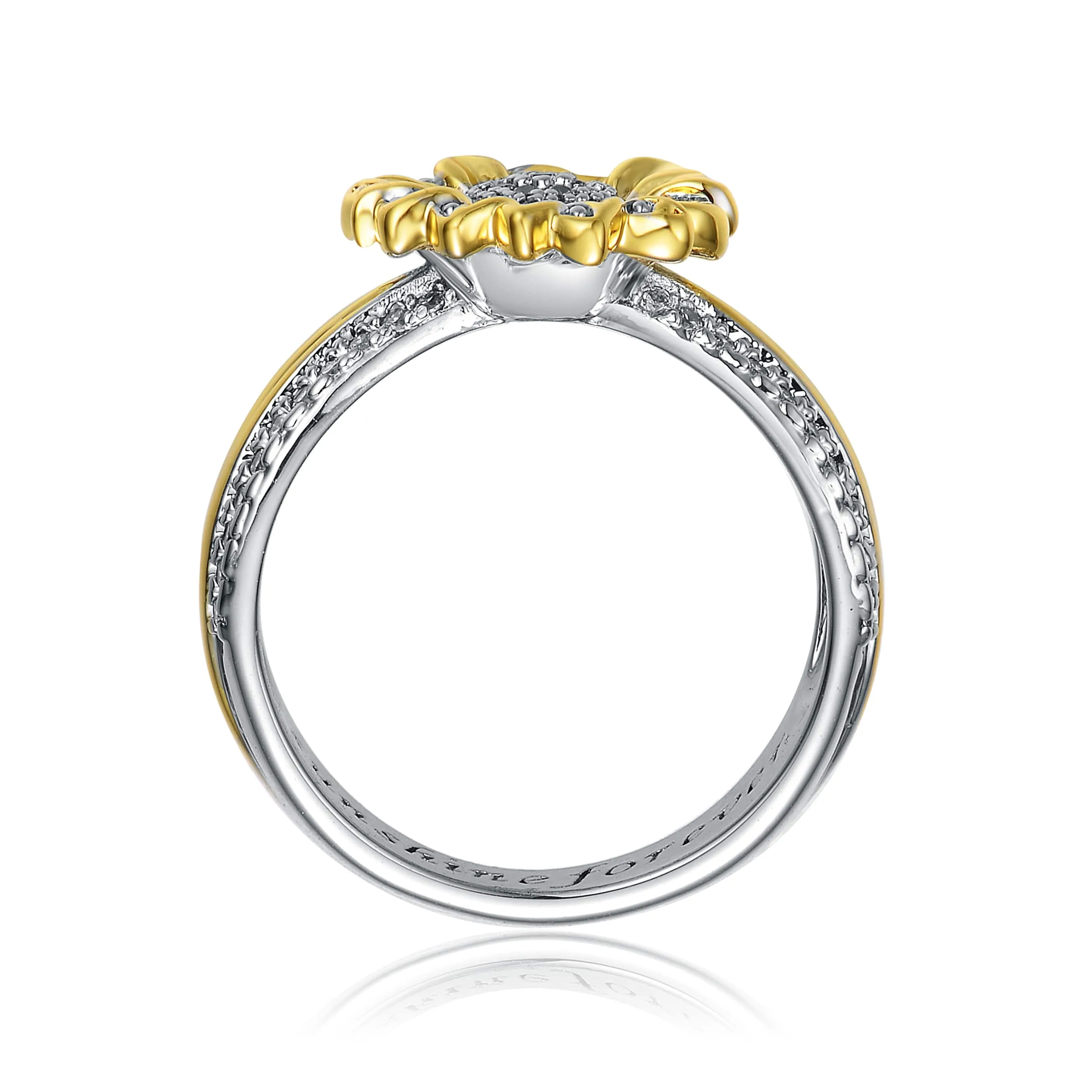 Rhodium and 14K Gold Plated Cubic Zirconia Nature Inspired Ring sold by Zulily product image thumbnail 2