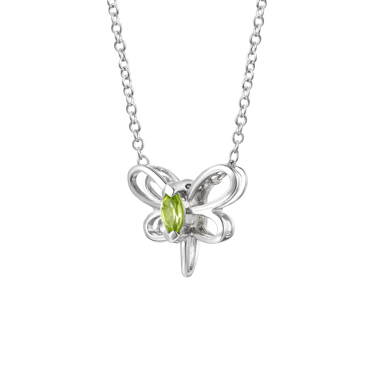 Sterling Silver White Gold Plated with Peridot Tourmaline Gemstone Butterfly Pendant Necklace sold by Zulily product image thumbnail 2