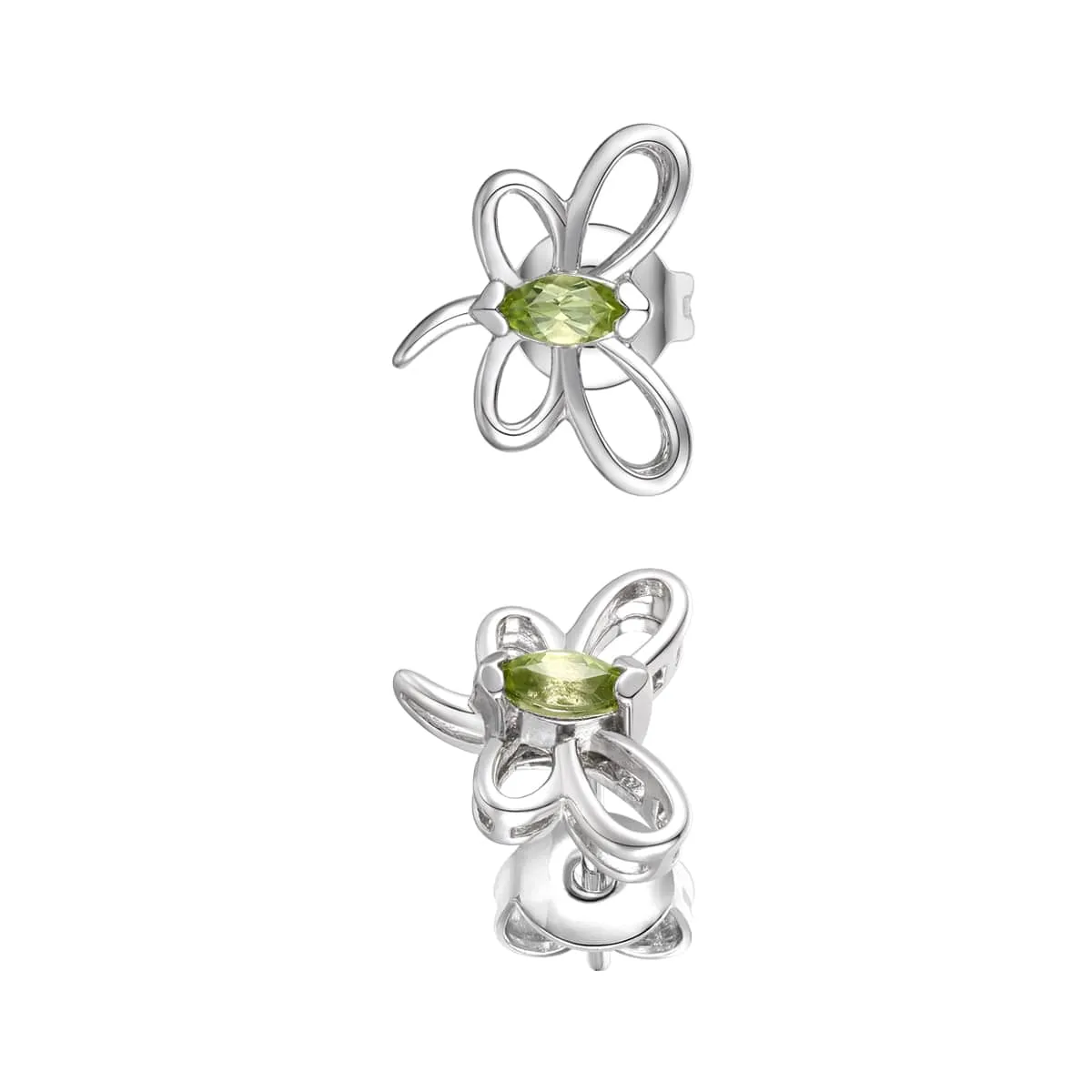 Sterling Silver White Gold Plated with Peridot Tourmaline Gemstone Butterfly Stud Earrings sold by Zulily