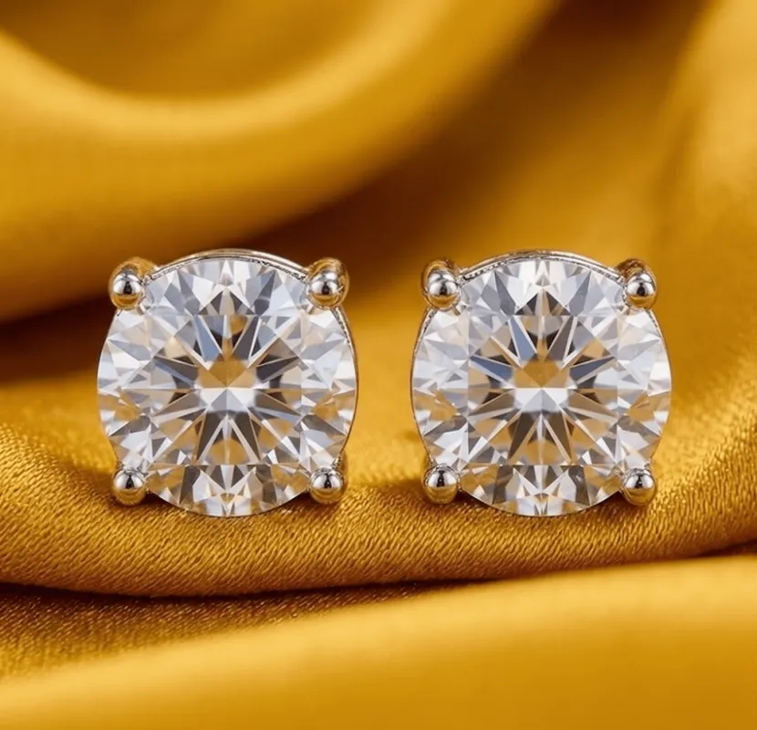 2 CTW Diamond Round Cut 925 Sterling Silver Studs made by Zulily