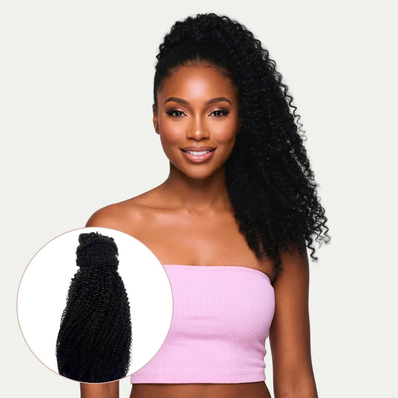 Afro Kinky Curly 100% Human Hair Ponytail Extension made by Private Label