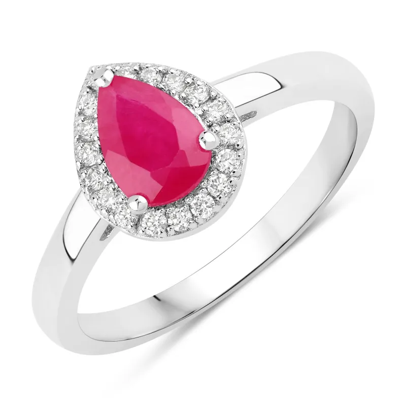 Fine Color Jewels 0.94 Ct Genuine Mozambique Ruby and Lab Grown Diamond Silver Ring made by Zulily