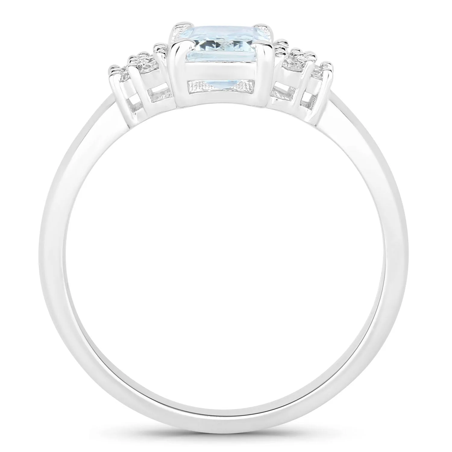 Fine Color Jewels 0.95 Ct Genuine Aquamarine and Lab Grown Diamond Silver Octagon Cocktail Ring sold by Zulily product image thumbnail 3