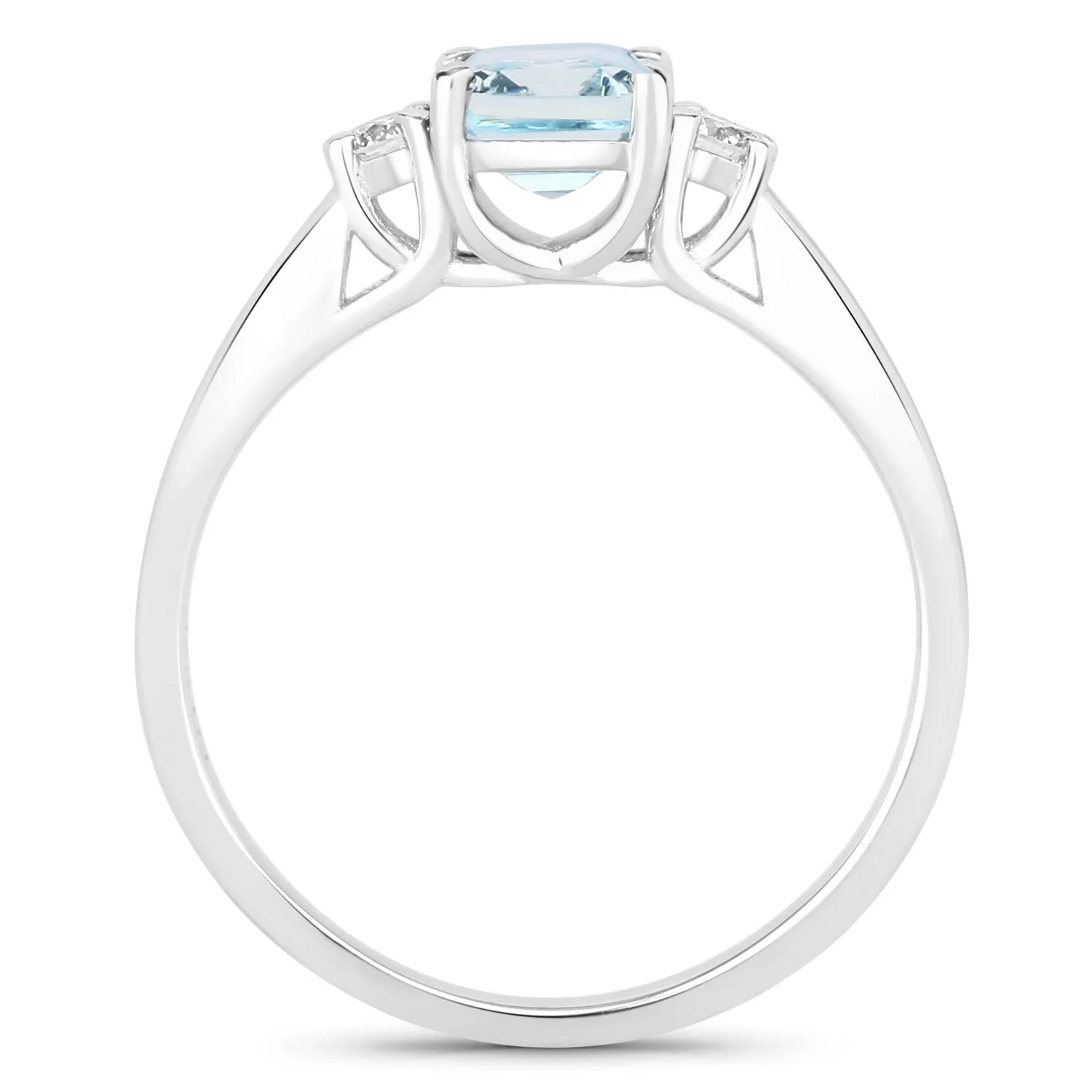 Fine Color Jewels 0.92 Ct Genuine Aquamarine and Lab Grown Diamond Silver Octagon 3 Stone Ring sold by Zulily product image thumbnail 3