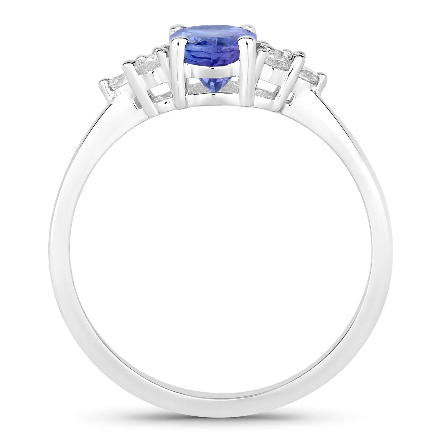 Fine Color Jewels 0.90 Ct Genuine Tanzanite and Lab Grown Diamond Silver Oval Cocktail Ring sold by Zulily product image thumbnail 2