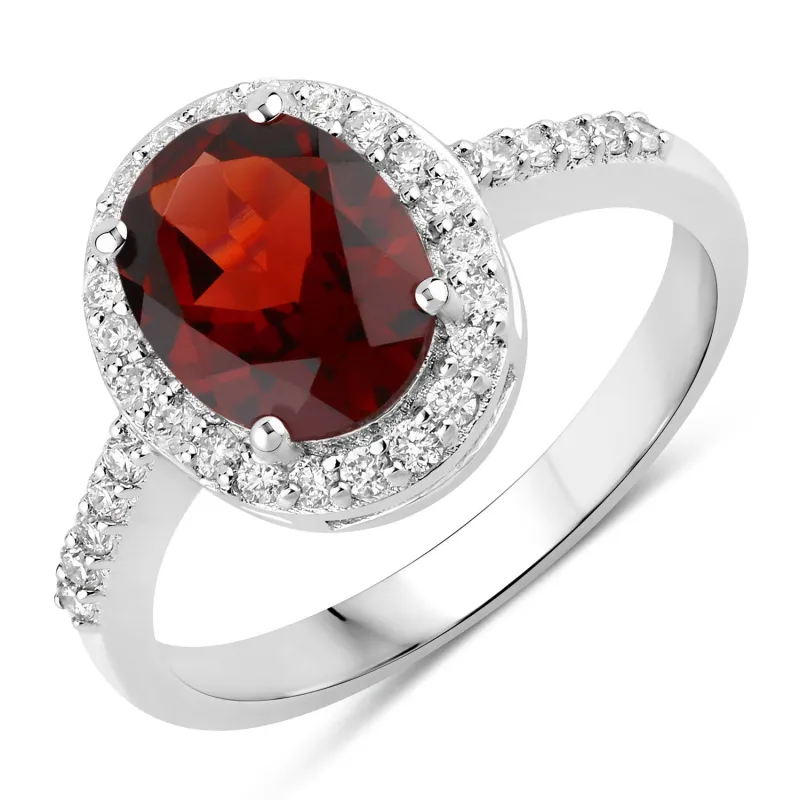 Fine Color Jewels 2.32 Ct Genuine Mozambique Garnet and Lab Grown Diamond Silver Ring made by Zulily