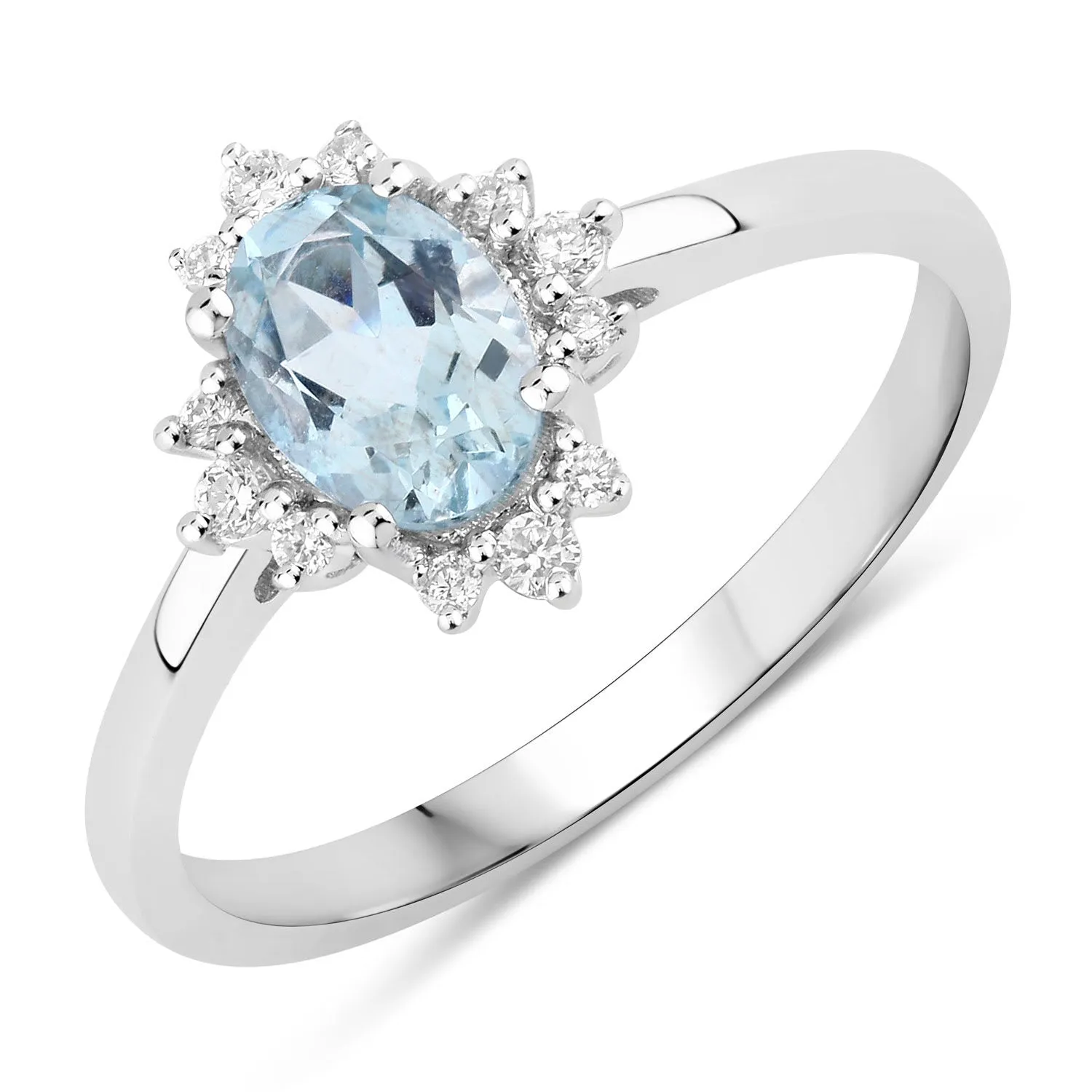 Fine Color Jewels 0.72 Ct Genuine Aquamarine and Lab Grown Diamond Silver Ring sold by Zulily