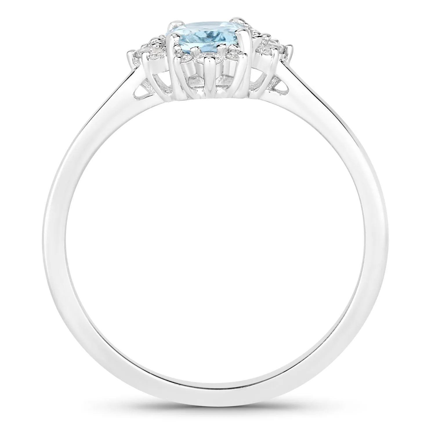 Fine Color Jewels 0.72 Ct Genuine Aquamarine and Lab Grown Diamond Silver Ring sold by Zulily product image thumbnail 2