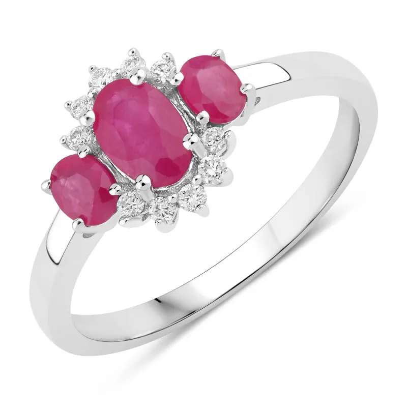 Fine Color Jewels 1.02 Ct Genuine Mozambique Ruby and Lab Grown Diamond Silver Ring made by Zulily