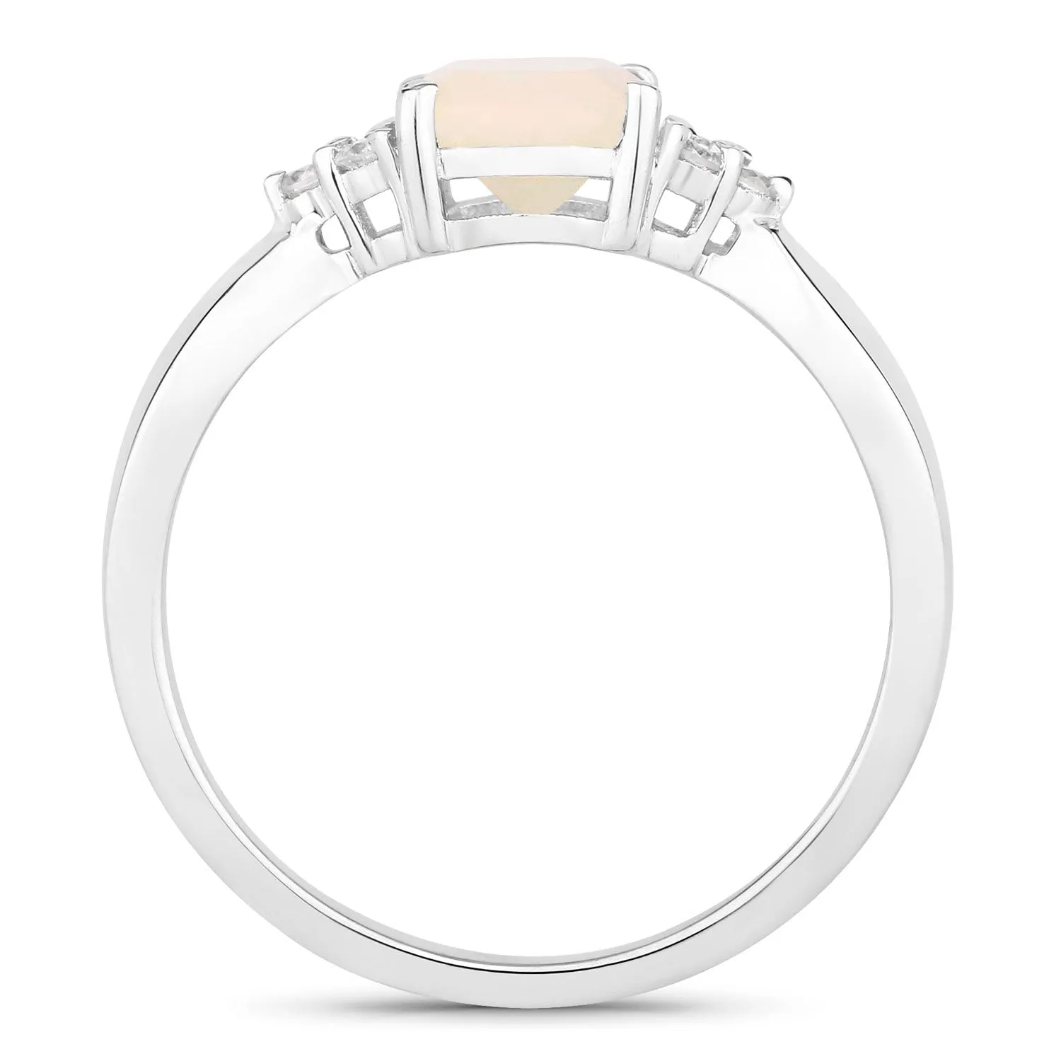 Fine Color Jewels 0.94 Ct Genuine Ethiopian Opal and Lab Grown Diamond Silver Cushion Cut Cocktail Ring sold by Zulily product image thumbnail 3